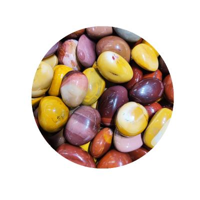 China Feng Shui Natural Polished Healing Mookite Palm Stone Egg Yellowstone Gravel Crystal Pebble For Decoration for sale