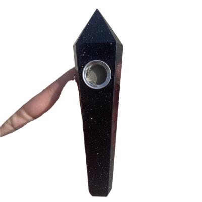 China Feng Shui Factory Price Blue Crystal Tobacco Pipe Gemstone Wand Blue Sandstone Smoking Pipe For Sale for sale