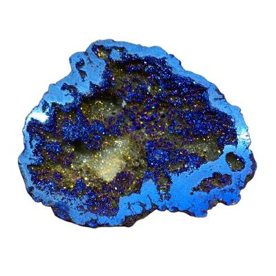 China Feng Shui Wholesale electroplate natural blue agate geode crystal stone for healing gift for sale