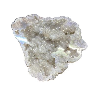 China Feng Shui electroplate cluster natural druzy rainbow agate aura crystal geode for decoration for sale