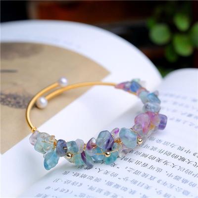 China Feng Shui New Arrival Fashion Jewelry 14K Gold Filled Natural Crystal Amethyst Boho Bracelet Gravel Stone Boho Bracelet for sale