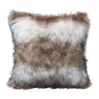 China Luxury High Quality Super Soft Solid Color Plaid Blanket Faux Fur Cushion Cover for sale