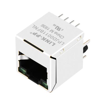 China Good Quality 10/100 8p8c Base-T Integrated rj45 PCB Jack Shielded 1 Left Vertical Ethernet RJ45 Female Connector for sale