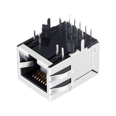 China Guangdong pcb factory SS-6488-NF-A431 base-t 1000 1000 tap down jack cat6 RJ45 female connector rj45 with led for sale