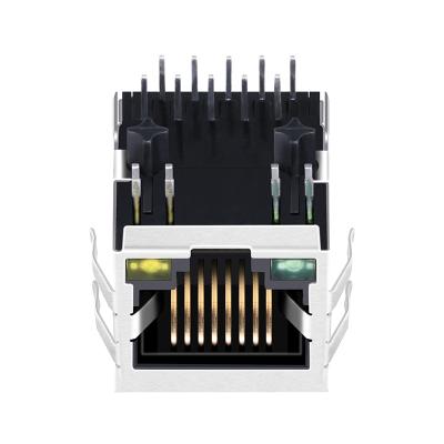 China Single Port 10p8c Ethernet Interface Base-T RJ45 Jack 1000 Single Tab Down With Green/Yellow LED Cat5 Cat6 RJ45 Connector for sale