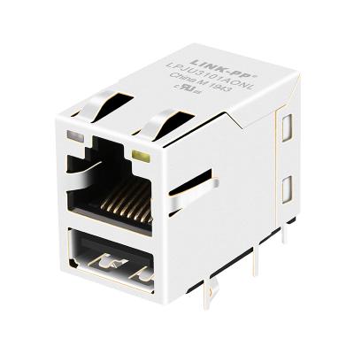 China Ethernet Interface 8211-1X1T-36-F Single Port With USB RJ45 Connector 100 Base-T 8p8c Tab Up rj45 Single Jack With Led for sale