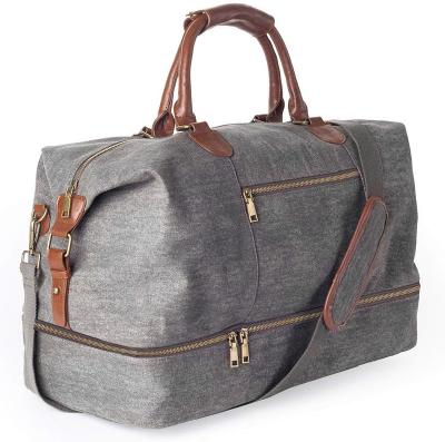 China Daily Travel Tote Luggage Men's Canvas Weekender Duffel Bag With Shoe Compartment for sale