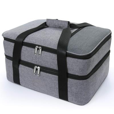 China Fashion Double Decker Insulated Casserole Carrier for Food Lunch Bag Picnic Hot or Cold Bag for sale