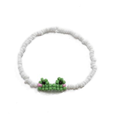 China Summer bright female trend creative handmade beaded pearl rice shape frog colors bracelet cute jewelry for sale