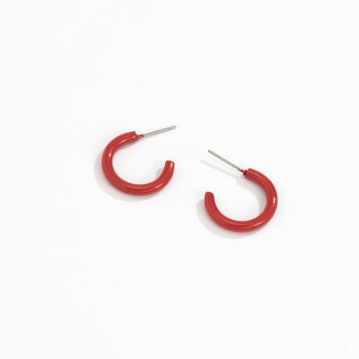 China Other High Quality Pairs Simple Red Painted Big Round Earrings Vintage Earrings for sale