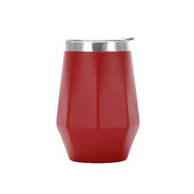 China New Viable Diamond 350ml Wine Tumbler Vacuum Stainless Steel Wine Glass Vacuum Beer Mug for sale