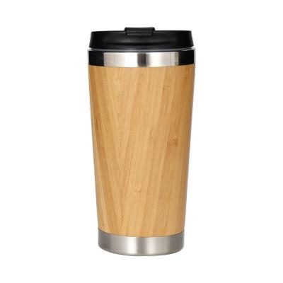 China Sustainable Stainless Steel Shell Water Cup Thermos Mug Bamboo Coffee Mug for sale