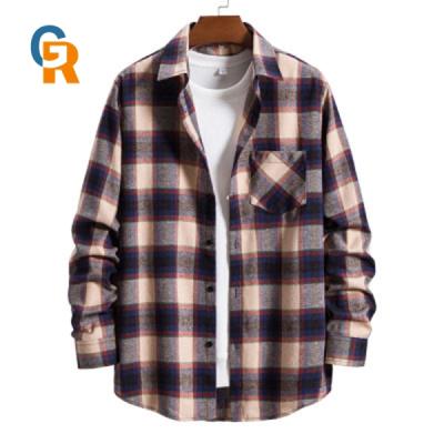 China Anti-pilling Made In China New England Style Casual Full Sleeve Men's Flannel Plaid Shirt for sale