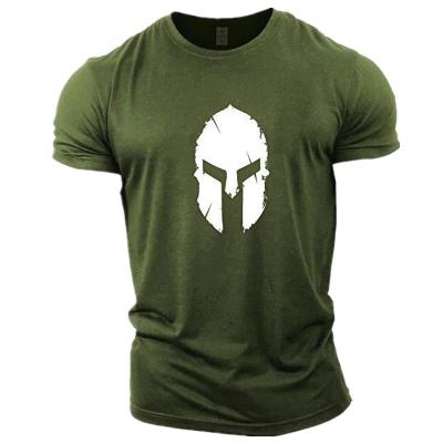 China 2021 Anti-wrinkle Men's Fitness Foreign Trade Short Sleeve Round Collar Army Green T-shirt Shirt Designs for sale