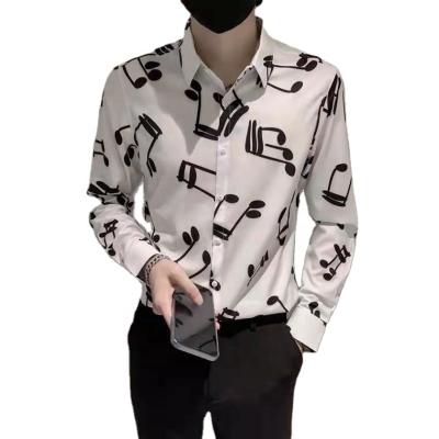 China Hot Sale New Design Mens Anti-Shrink Casual Fashion Musical Note Shirt OEM Customization for sale