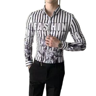 China New fashion men's vertical stripes anti-pilling vertical stripes casual handsome shirt OEM high quality shirt for sale