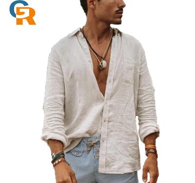 China Breathable Hot Selling Cotton Linen Men's Cotton Linen Shirt Men's Casual Cotton Linen Shirt for sale