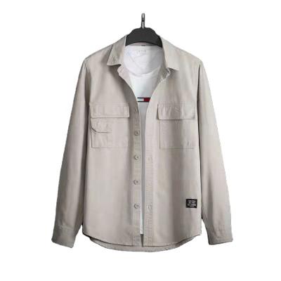 China Men's Anti-Shrink Jacket American Casual Jacket OEM Shirt Desi Spring And Autumn Waist Shirt Solid Color American Handsome Plus Casual Jacket for sale