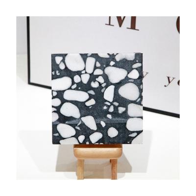 China Modern Wholesale Artificial Terrazzo Tile Factory Customization Terrazzo Tiles Black Series GM-P-B002 With Big Particle Aggregate for sale