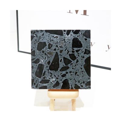 China Modern Wholesale Artificial Terrazzo Tile Factory Customization Terrazzo Tiles Black Series GM-P-B006 With Big Particle Aggregate for sale