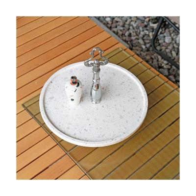 China Art Deco Customized Circle Oval Terrazzo Tray Home Furnishings Artificial Terrazzo Tray for Jewelry and Fruit White Serial GM-O-T00 for sale