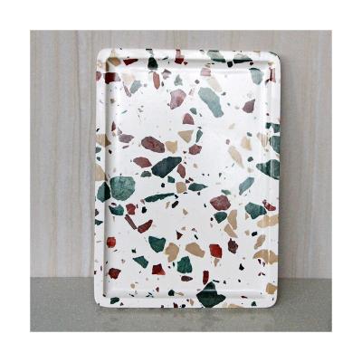 China Art Deco Customized Square Terrazzo Tray Home Furnishings Artificial Terrazzo Tray for Jewelry and Fruit Colorful Serial GM-O-T004 for sale