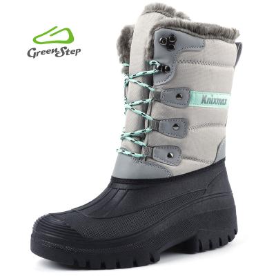 China New Style Lightweight Winter Running Light Gray Fur Striped Shoes Platform Snow Boots Thermal Waterproof Hunting Boots for sale