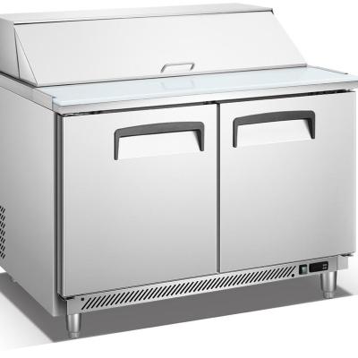 China Single-Temperature Commercial Two Door Salad Bar Fridge / Salad Display Counter With GN Trays for sale