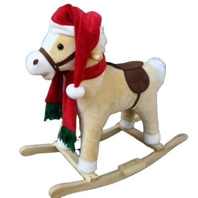 China Optional Wheels Plush White Lamb Rocking Horse Lovely For Baby for sale