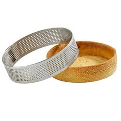 China 8 cm Perforated Stainless Steel Mini Tart Ring Cookie Pastry Tools Baking Rings for sale