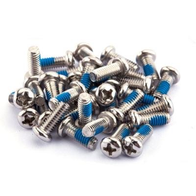 China Round Screw Anti-loose Cross Head Glue Patch Blue Thread Locking Machine Screw for sale