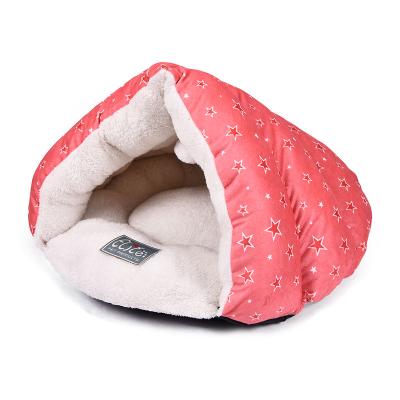 China Breathable Custom Cute Cat Round Triangle Cat Bed Keep Warm Fluffy Soft Pet Cat Bed Dog Bed for sale