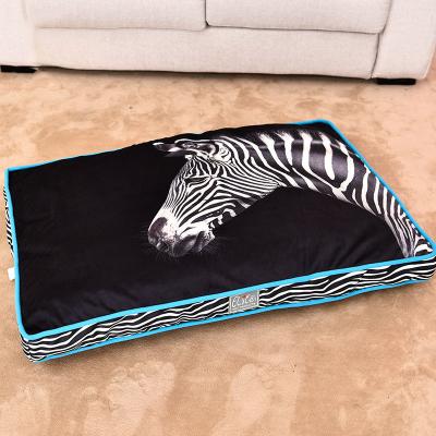 China Black And White Zebra Stripes Breathable Chew Proof Dog Beds Non Slip Waterproof Pet Bed Washable Dog Beds For Large Dogs for sale