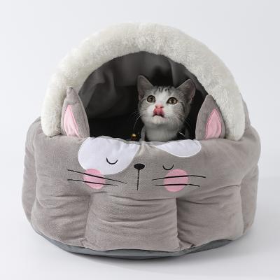 China Breathable Warm Round Pet Bed Washable Soft Plush Cat Bed House Pet Bed For Cats And Dog for sale