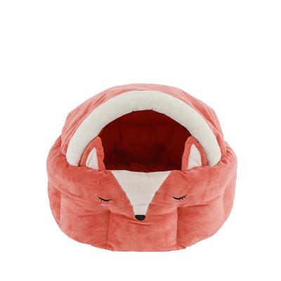 China 2021 New Fox Pet Nest Bed Cat Dog Nest Washable Warm Plush Pet Bed Breathable Shape Nest for sale