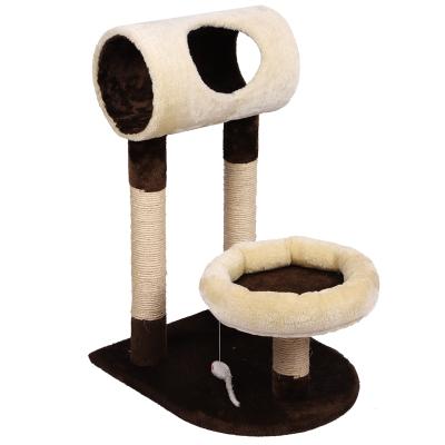 China Large Climbing Frame Sustainable Wood Luxury High-Grade Flannel Soft Tower Scratcher Furniture Pet Cat Tree for sale