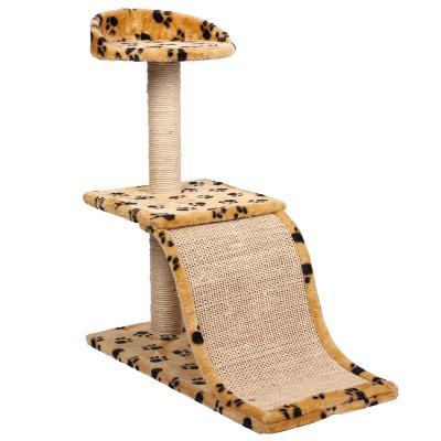 China Sustainable Cat Litter Cute Cat Scratching Panel Two In A Medium Luxury Wooden Cat Tree for sale