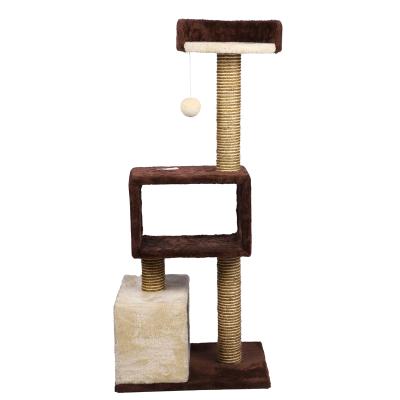 China High Quality Medium Luxury Cat Tree House Breathable Sisal Rope Woven Cat Tree Panel Wood for sale