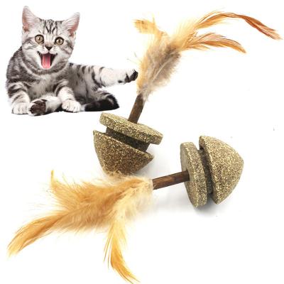 China Viable Mutian Polygonum Catnip Ball Cat Toys Wooden Happy Circle Toy Cat Mint Licking Pet Cat Toy for sale