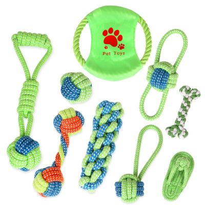 China Amazon Viable Hot Selling Pet Supplies Dog Cotton Rope Toys Molar Teeth And Colorful Dog Bite Rope Combination Set for sale