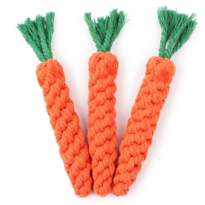 China Viable Wholesale Pet Supplies Braided Cotton Rope Carrot Dog Toy Dog Rope Knot Toy for sale