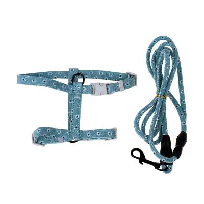 China Padded T-Shaped Rear Adjustable Dog Walking Harness and Nylon Braided Dog Leash Lead for Dogs for sale