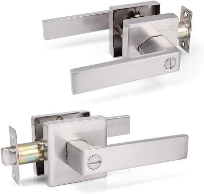 China Interior Square Bedroom Bathroom Privacy/Privacy Lever Lockset Bedroom/Bathroom Door For Wooden Door Door Lever Lockset for sale