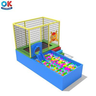 China Easily Assembled OK Plastic Playground Slide With Single Ball Pool Kids Small Trampoline for sale