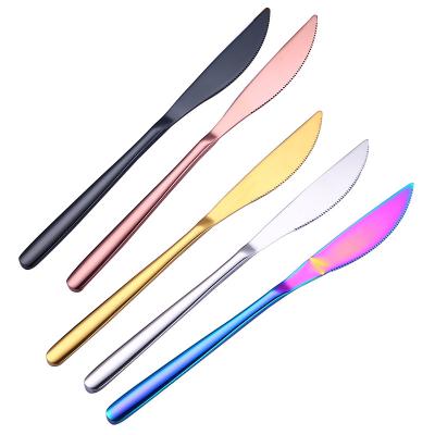 China Sustainable Stainless Steel Dinner Knife Custom Made Metal Rose Gold Dessert Cutlery for sale