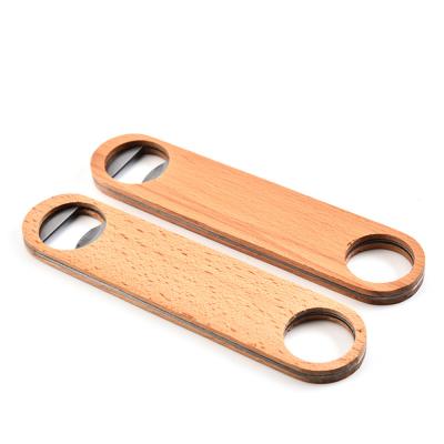 China Sustainable Customized Logo Cap Bottle Opener Engraved Empty Wooden Beer Opener for sale