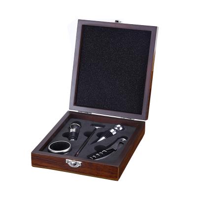 China Durable Custom Wooden Box Wine Opener Souvenir Gift Set Corkscrew Bottle Opener Kit for sale