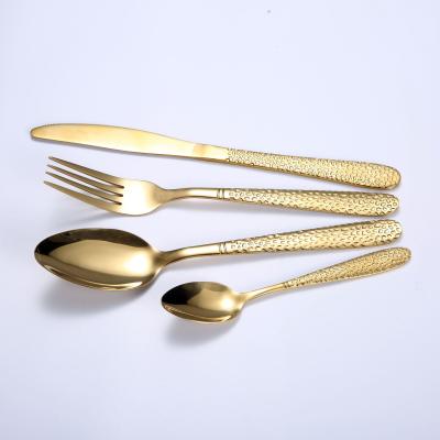 China Viable Luxury Gold Wedding Stainless Steel Flatware Set Reusable Knife And Spoon Fork Cutlery Set for sale