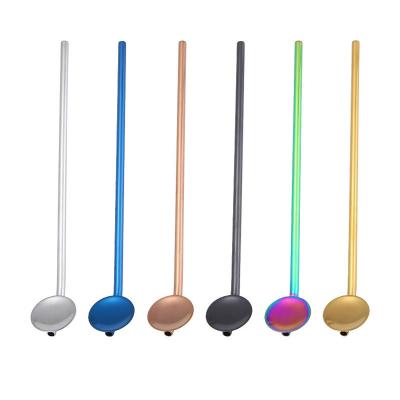 China Wholesale Viable Reusable Colorful Metal Spoon Straw 304 Stainless Steel Drinking Straw for sale