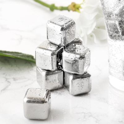 China Viable Custom Reusable Metal Stainless Steel Ice Cube Personalized Stones Bar Accessories Cocktail Artificial Ice Cubes for sale